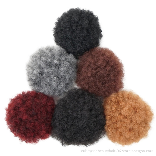 Afro 8inch Short Afro Puff Synthetic Hair Bun Chignon Hairpiece Drawstring Ponytail Kinky Curly Updo Clip Hair